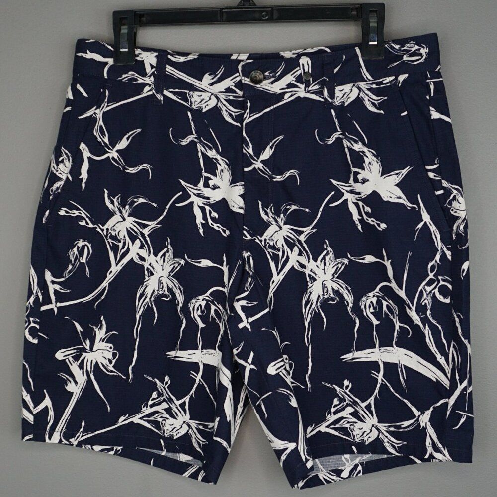 Rag & Bone Men's Perry Printed Cotton Ripstop Shorts in Navy/White size 31 New